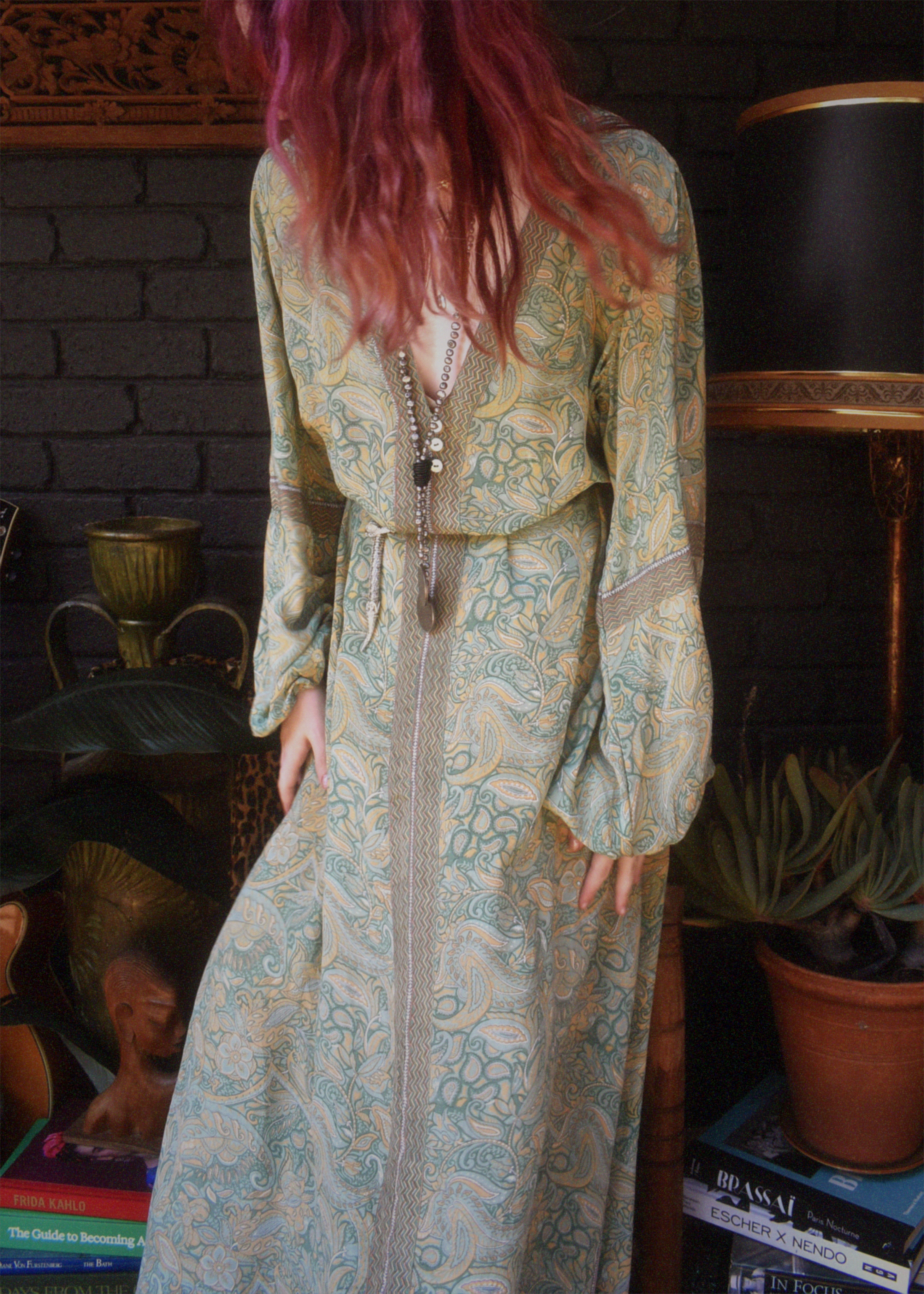 Zea Silk Crepe Kaftan Maxi Dress ~  Aqua XL