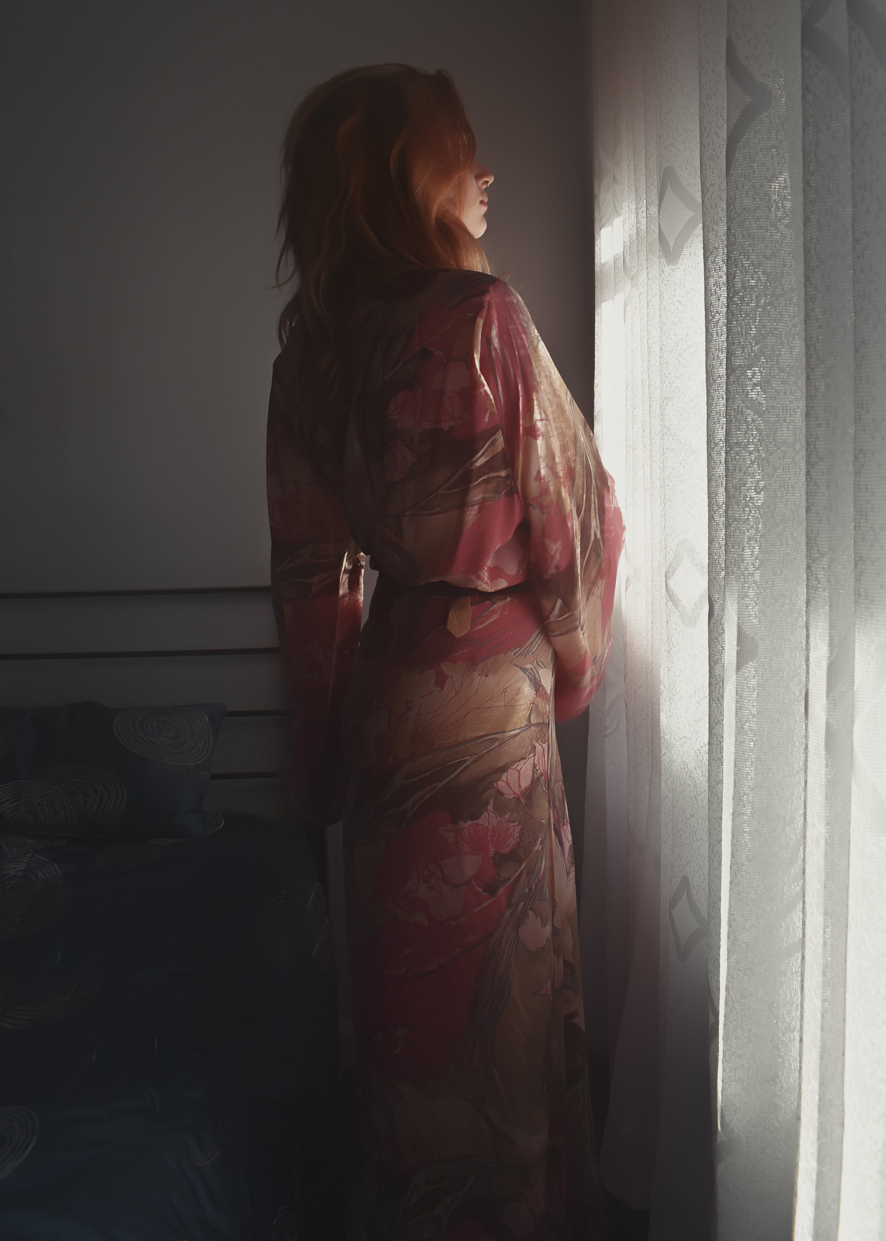 Caladium Wrap Silk Dress ~  Taos XL