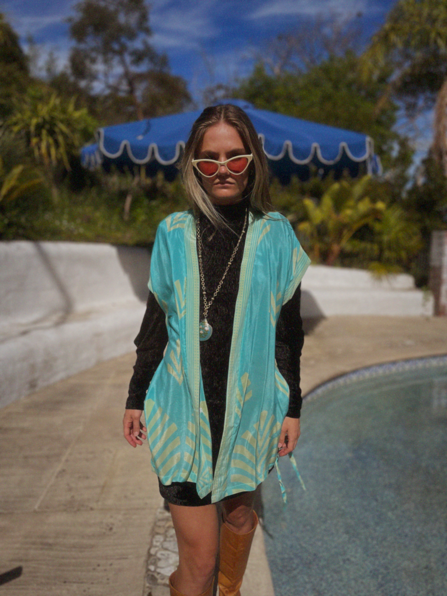 Pilea Silk Crepe Wrap Kimono Top ~ Petit S/M