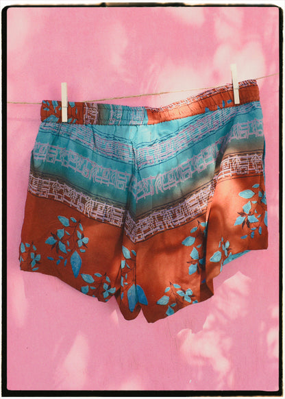 Fumaria Silk Shorts ~ Rust L