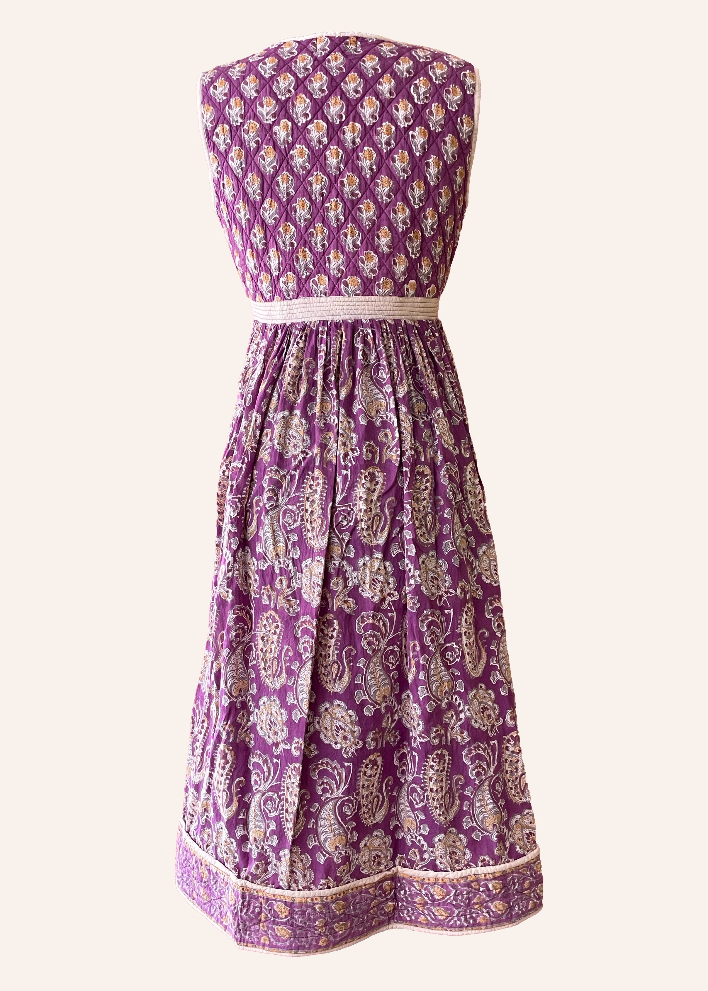 Linaria Block Print Dress ~ Port Wine