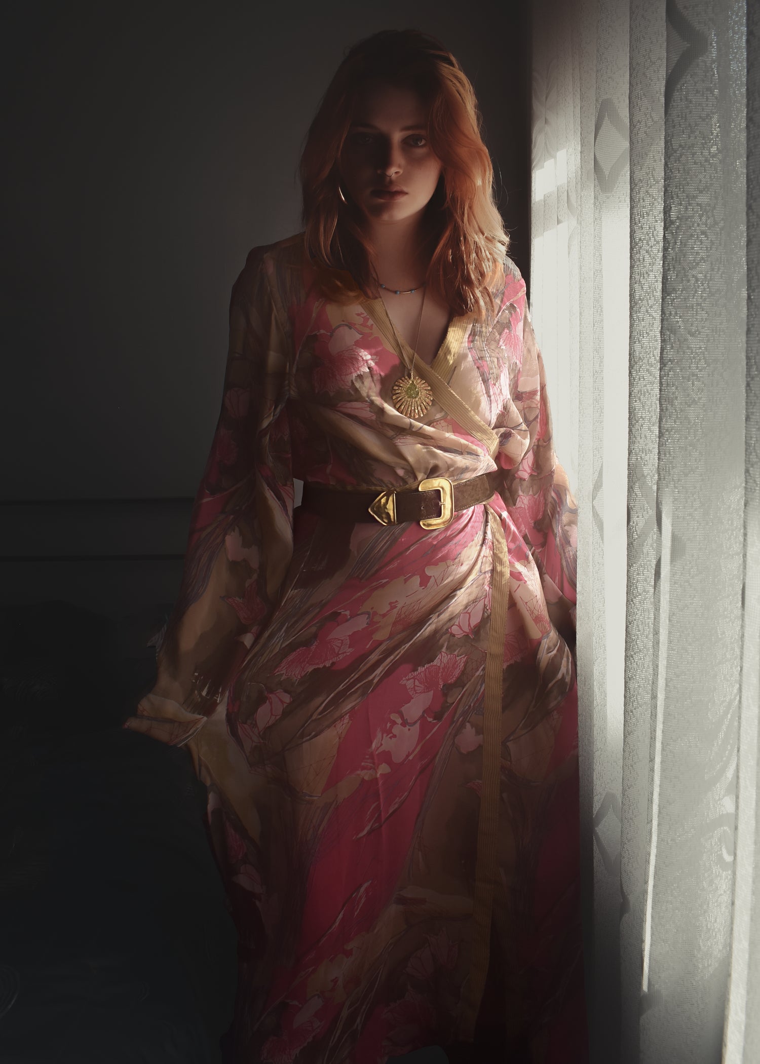 Caladium Wrap Silk Dress ~  Taos XL