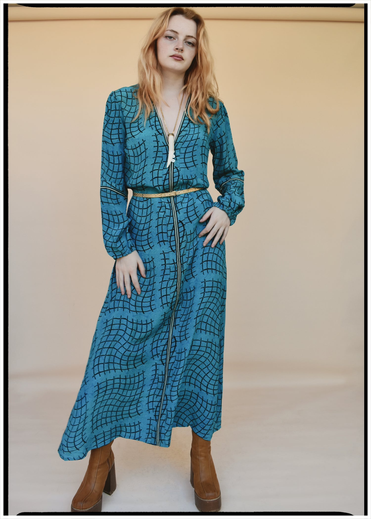 Zea Silk Crepe Kaftan Maxi Dress ~  Cendre XS