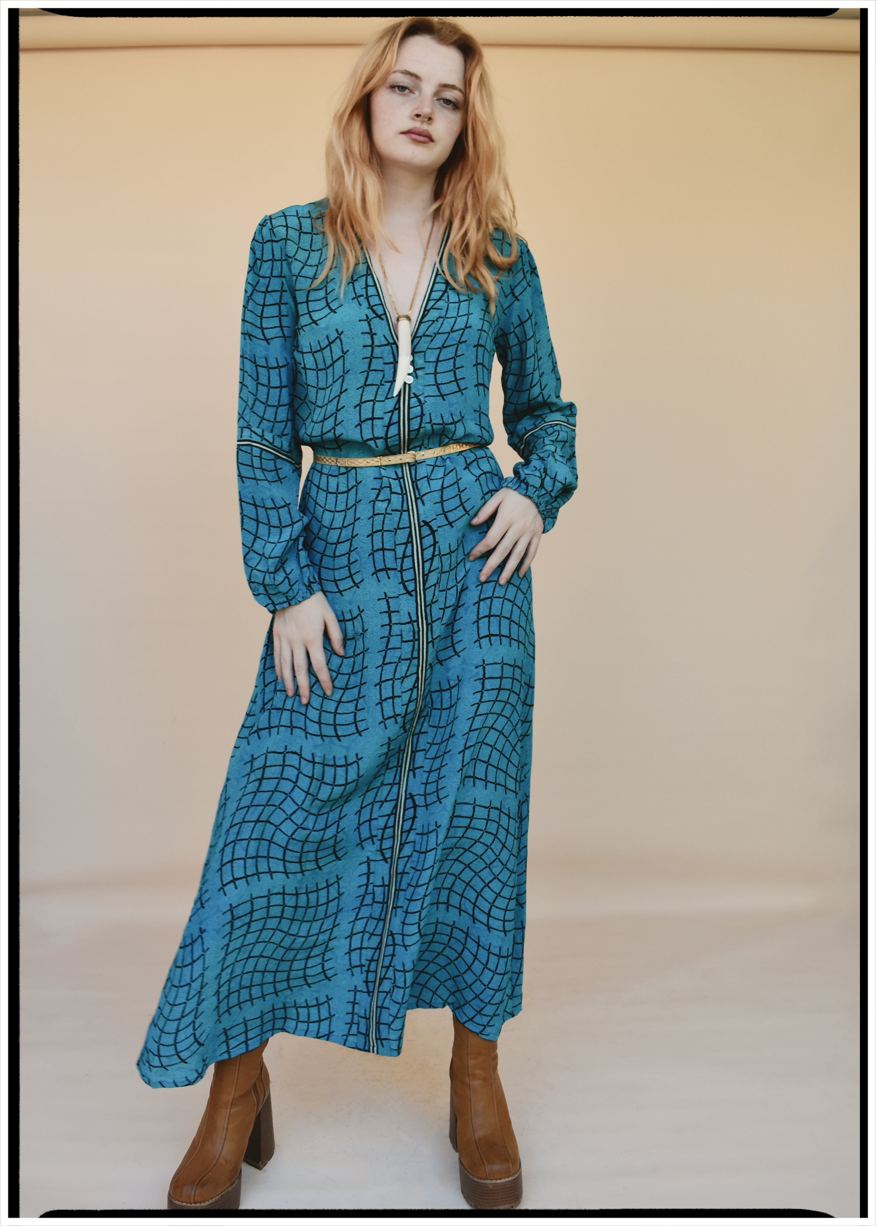 Zea Silk Crepe Kaftan Maxi Dress ~  Cendre XS
