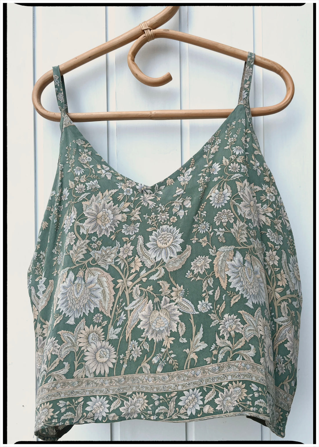 Reseda Silk Crepe Camisole Top ~ Moss L