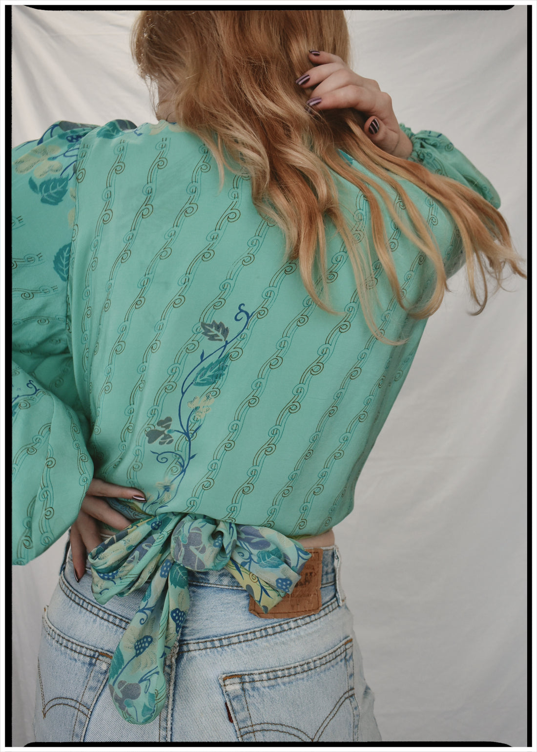 Hoya Silk Crepe Balloon Sleeve Wrap Top ~ Oceania XL