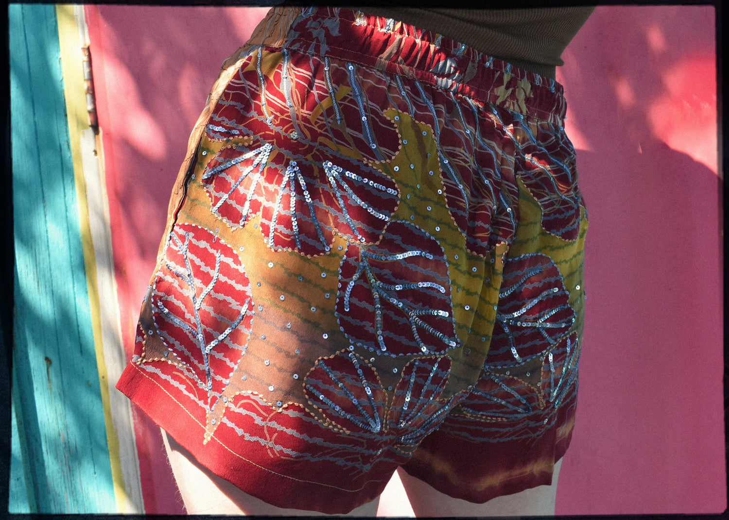 Fumaria Silk Shorts ~ Crimson S