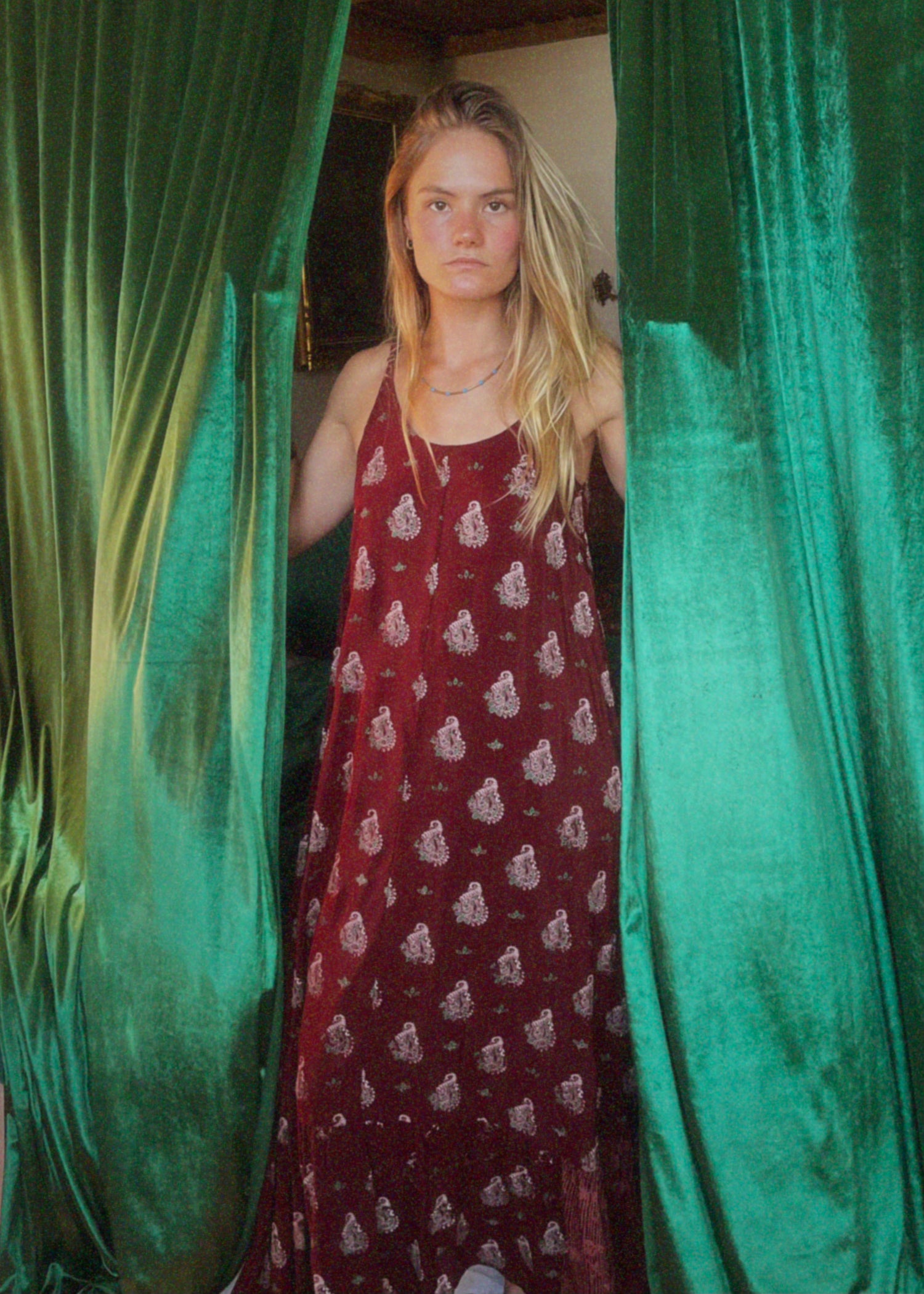 Eustoma Silk Crepe Swing Maxi Dress ~ Rosewood XS