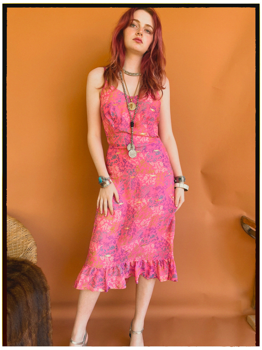 Rumex Silk Slip Dress ~ Azalea XL