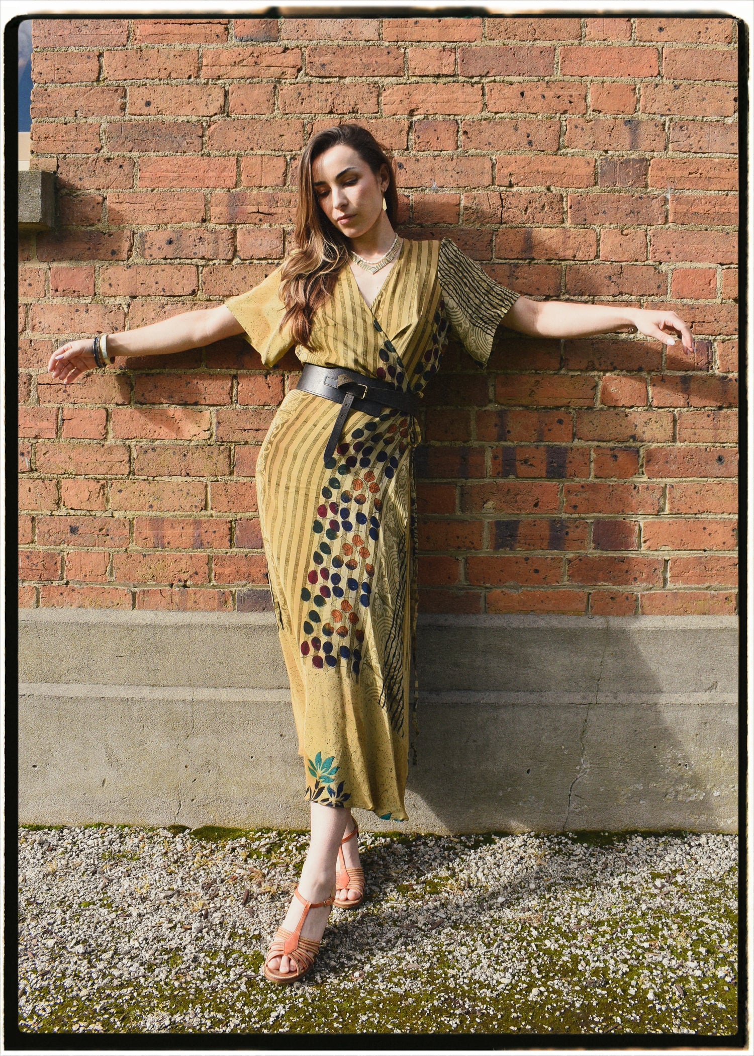Liatris Silk Crepe Flutter Sleeve Wrap Dress ~ Willow L