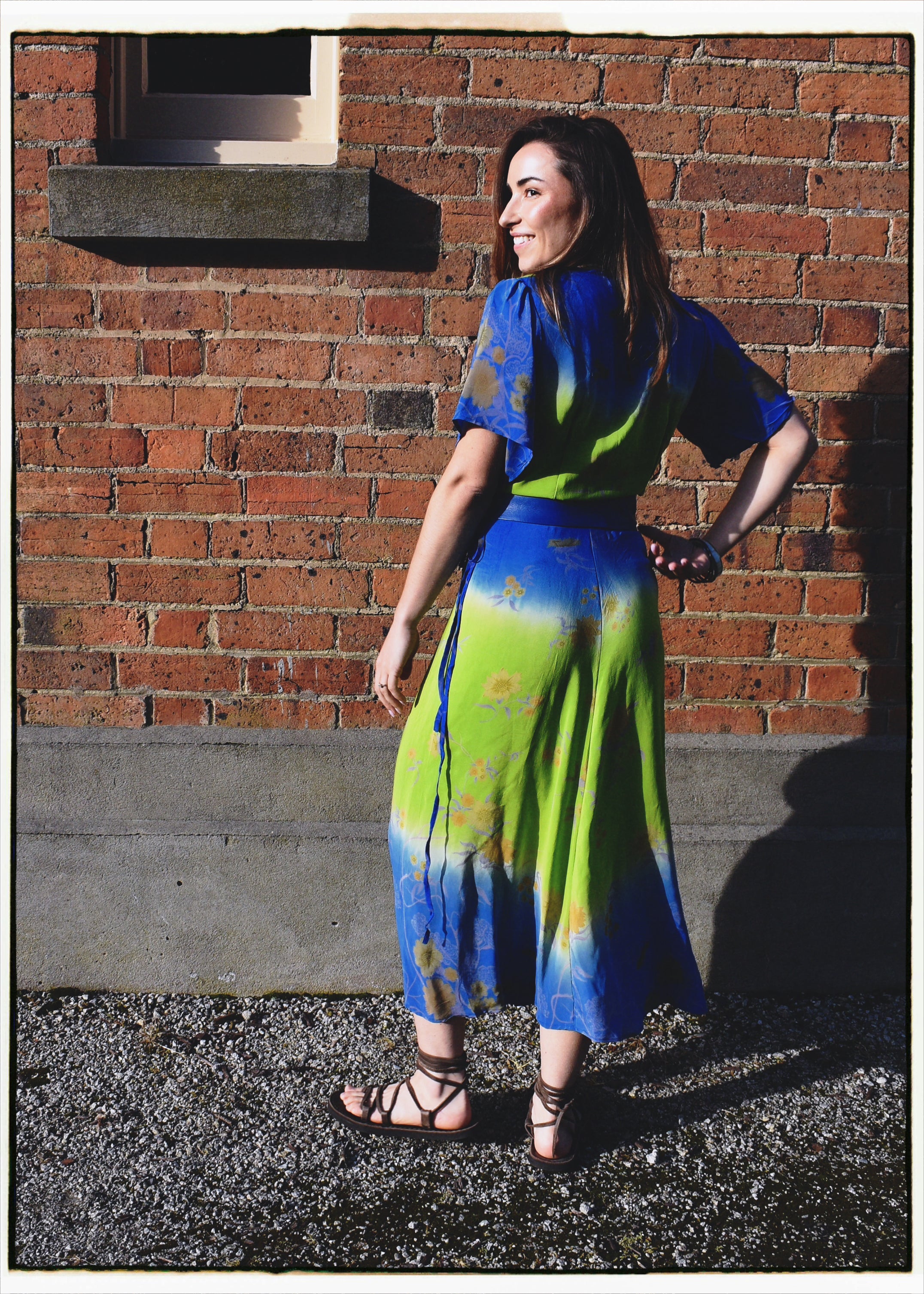 Liatris Silk Crepe Flutter Sleeve Wrap Dress ~ Piquant L