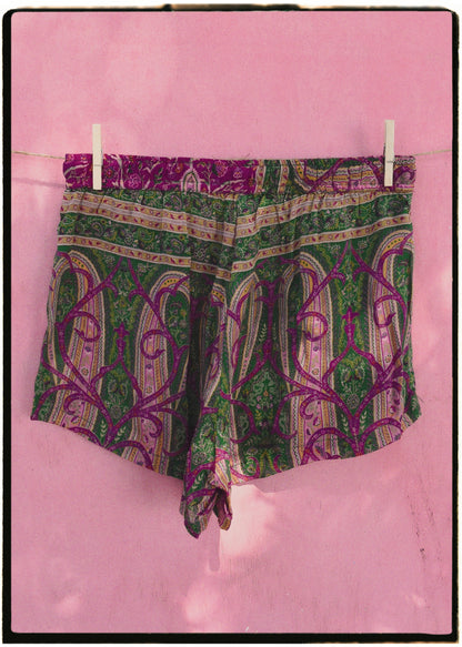 Fumaria Silk Shorts ~ Magenta M