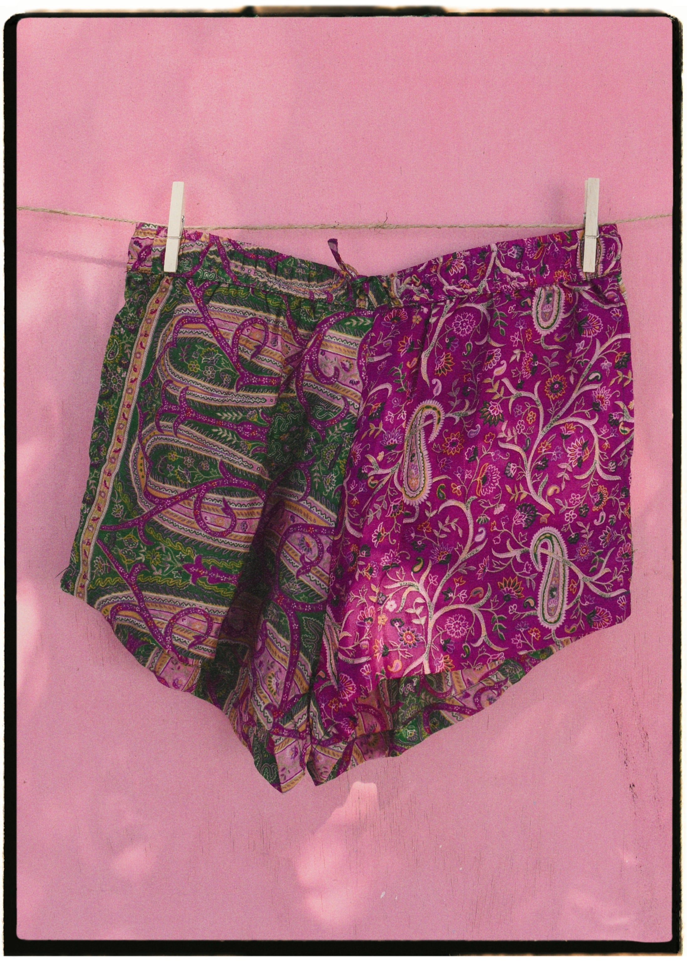 Fumaria Silk Shorts ~ Magenta M