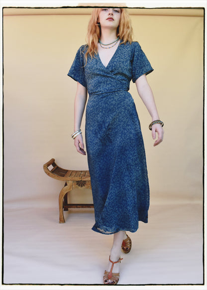 Liatris Silk Crepe Flutter Sleeve Wrap Dress ~ Watermark XS