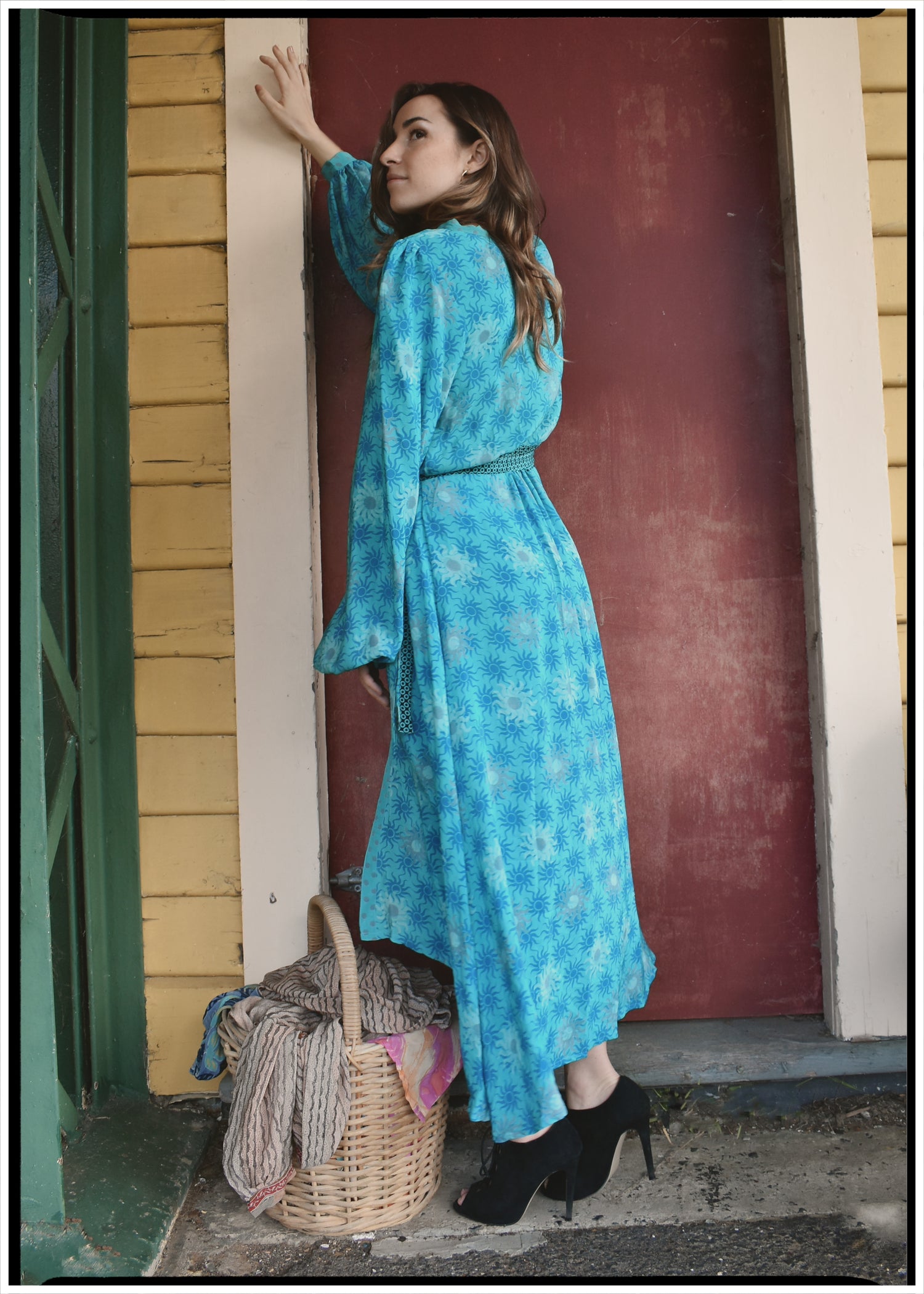 Caladium Silk Wrap Dress ~ Bluebell S