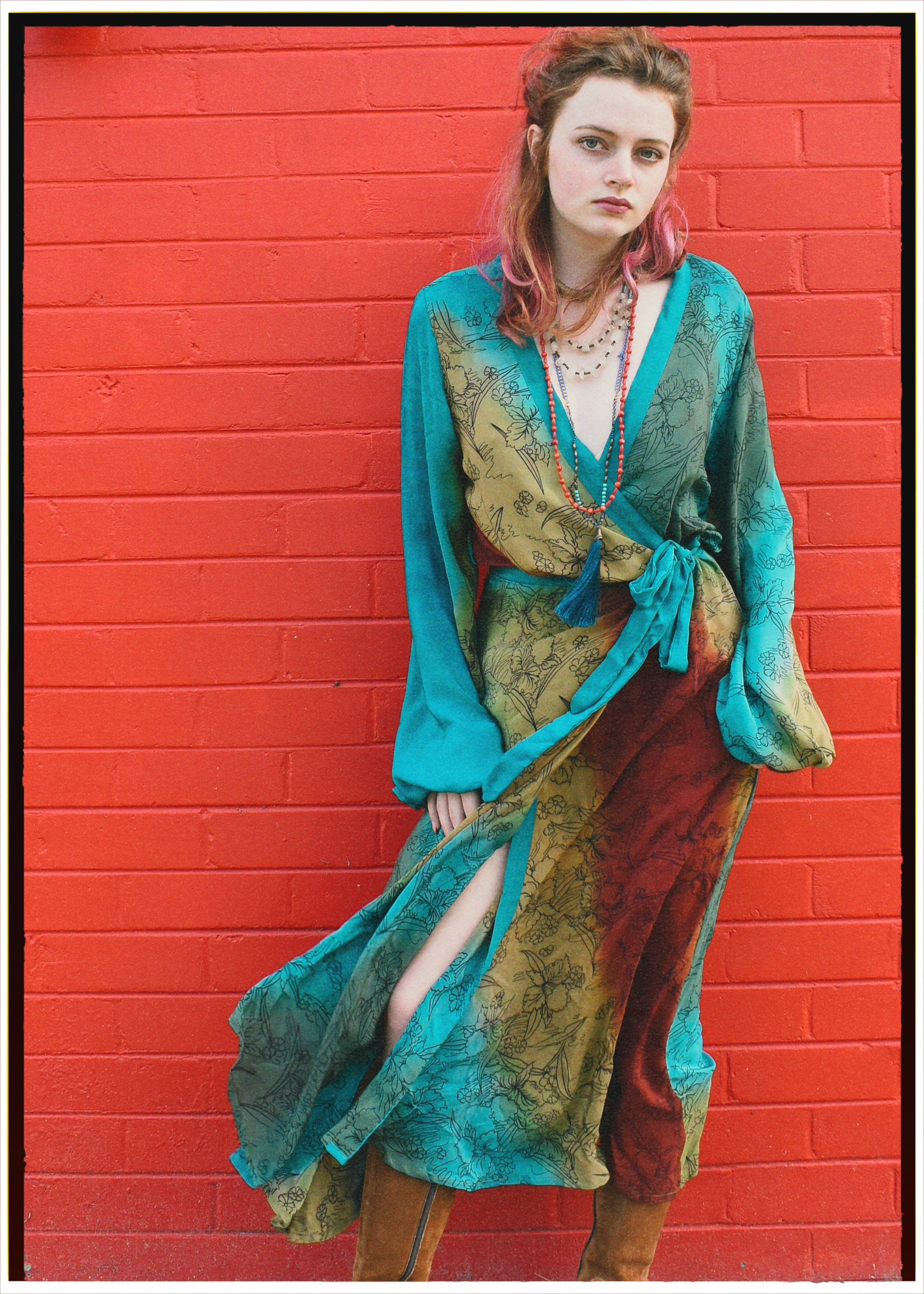 Caladium Wrap Silk Dress ~ Algiers L