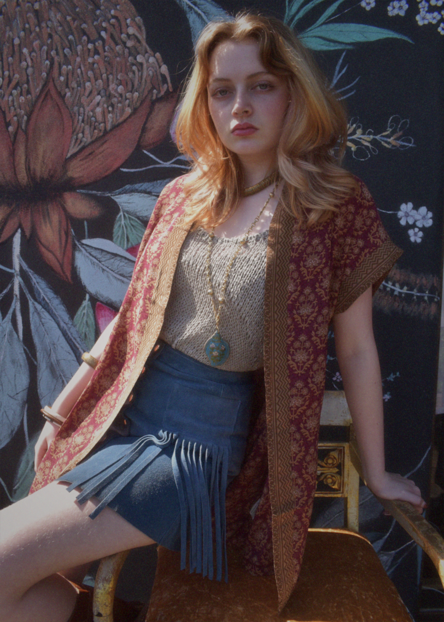 Pilea Silk Crepe Wrap Kimono Top ~ Damson S/M