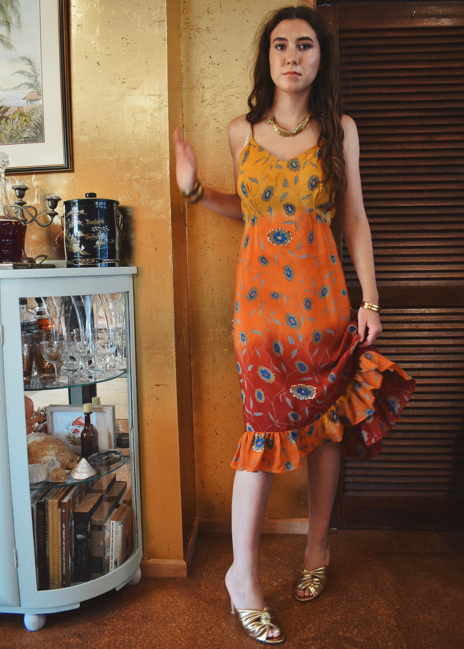 Rumex Silk Slip Dress ~ Tequila Sunrise S