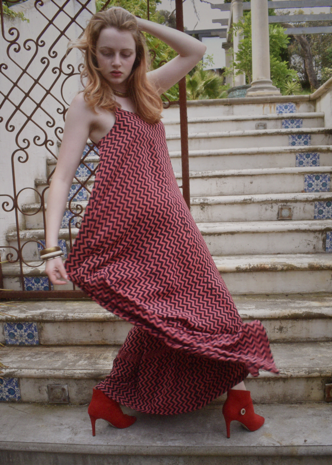 Eustoma Silk Crepe Swing Maxi Dress ~ Jagger M