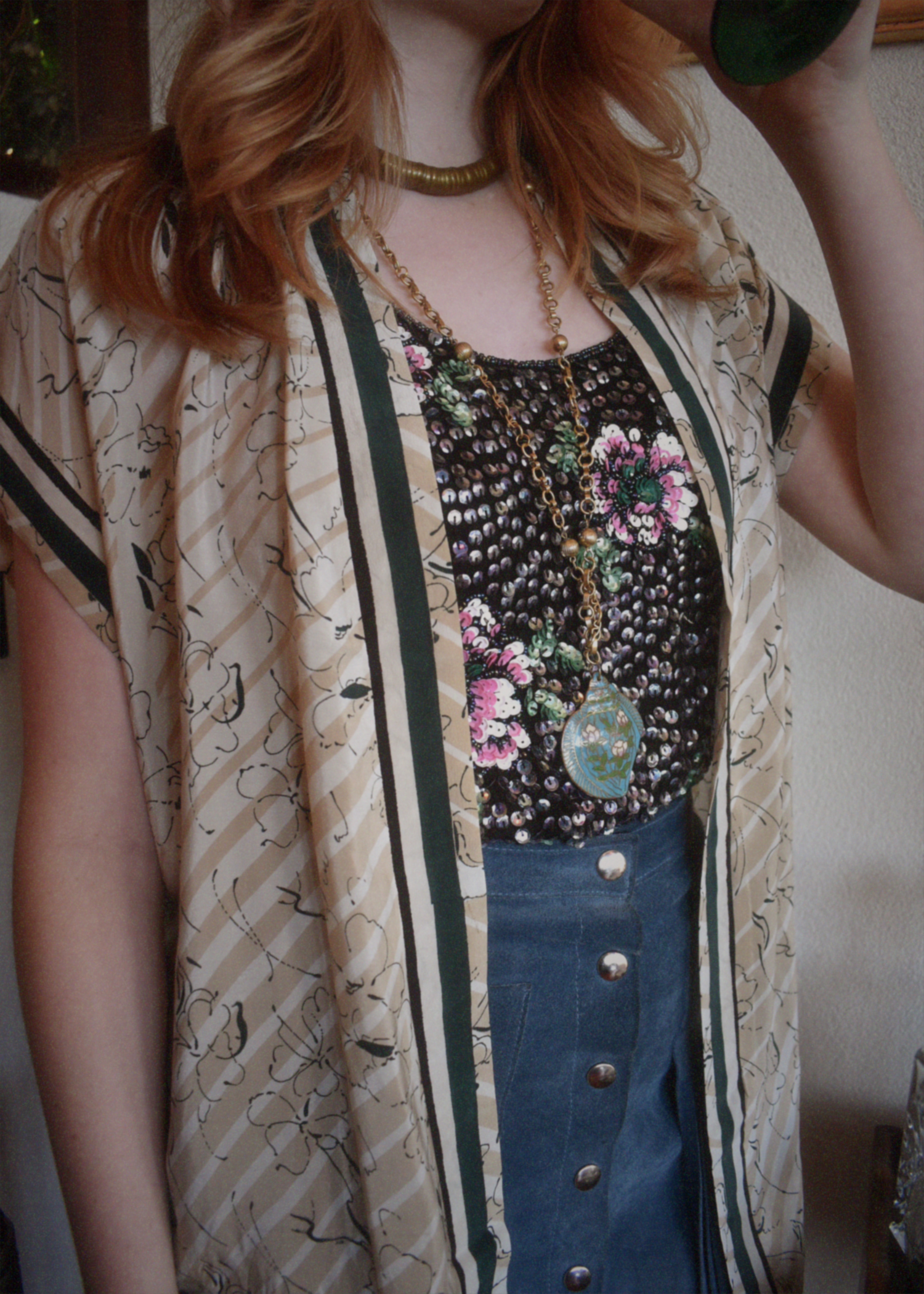 Pilea Silk Crepe Wrap Kimono Top ~ Crema S/M