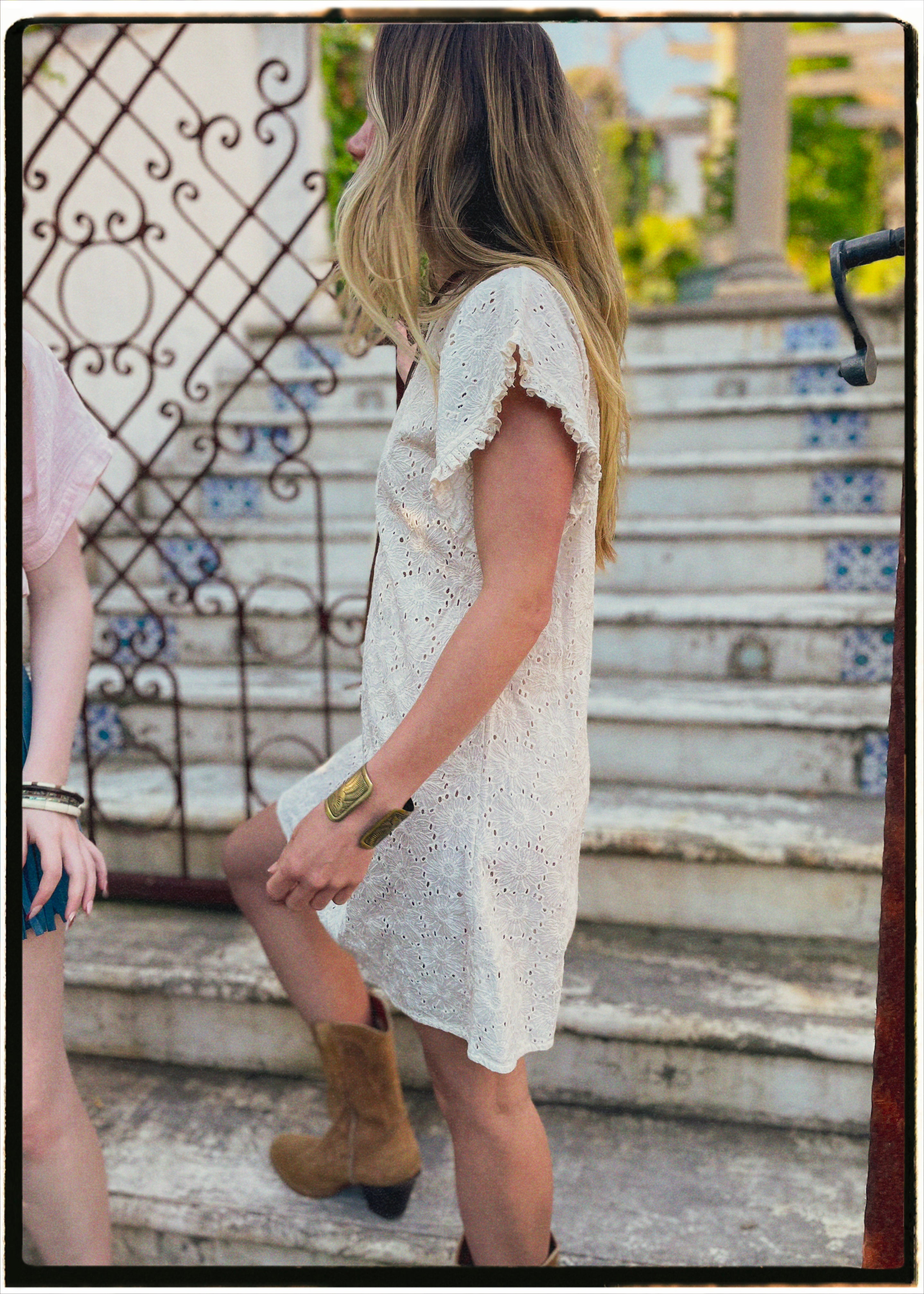 Bursera Schiffli Embroidered Cotton Tunic Dress