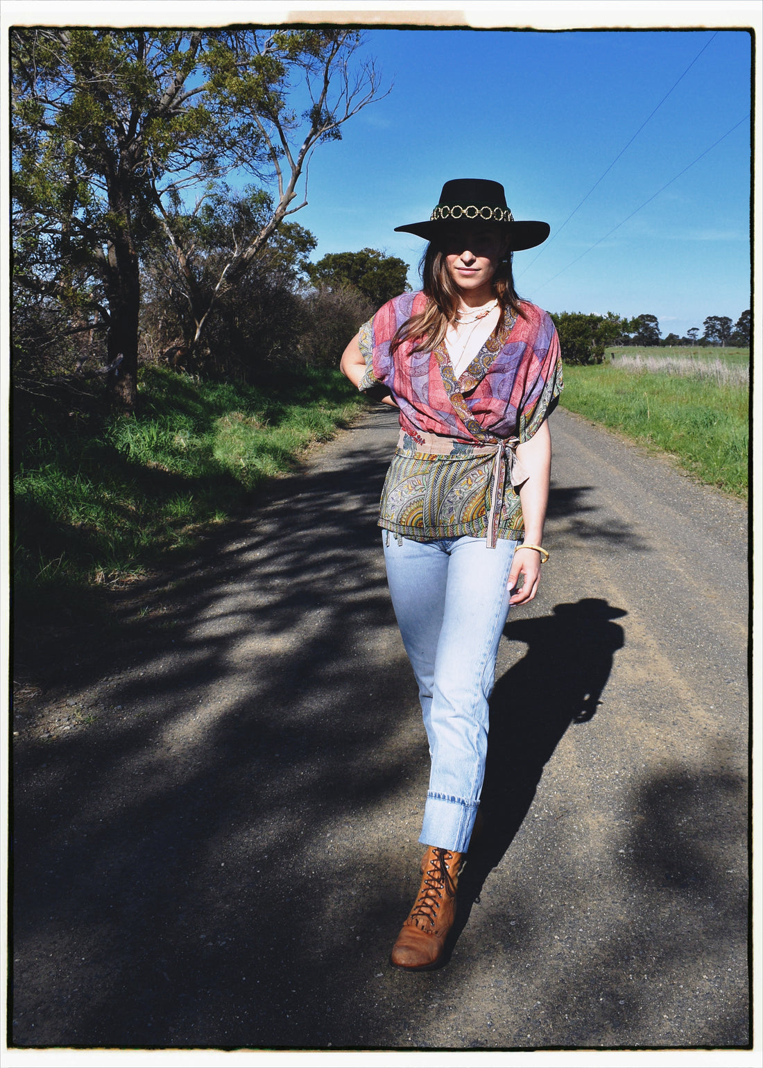 Bassia Silk Crepe Cross Tie Front Blouse ~ Sirocco M