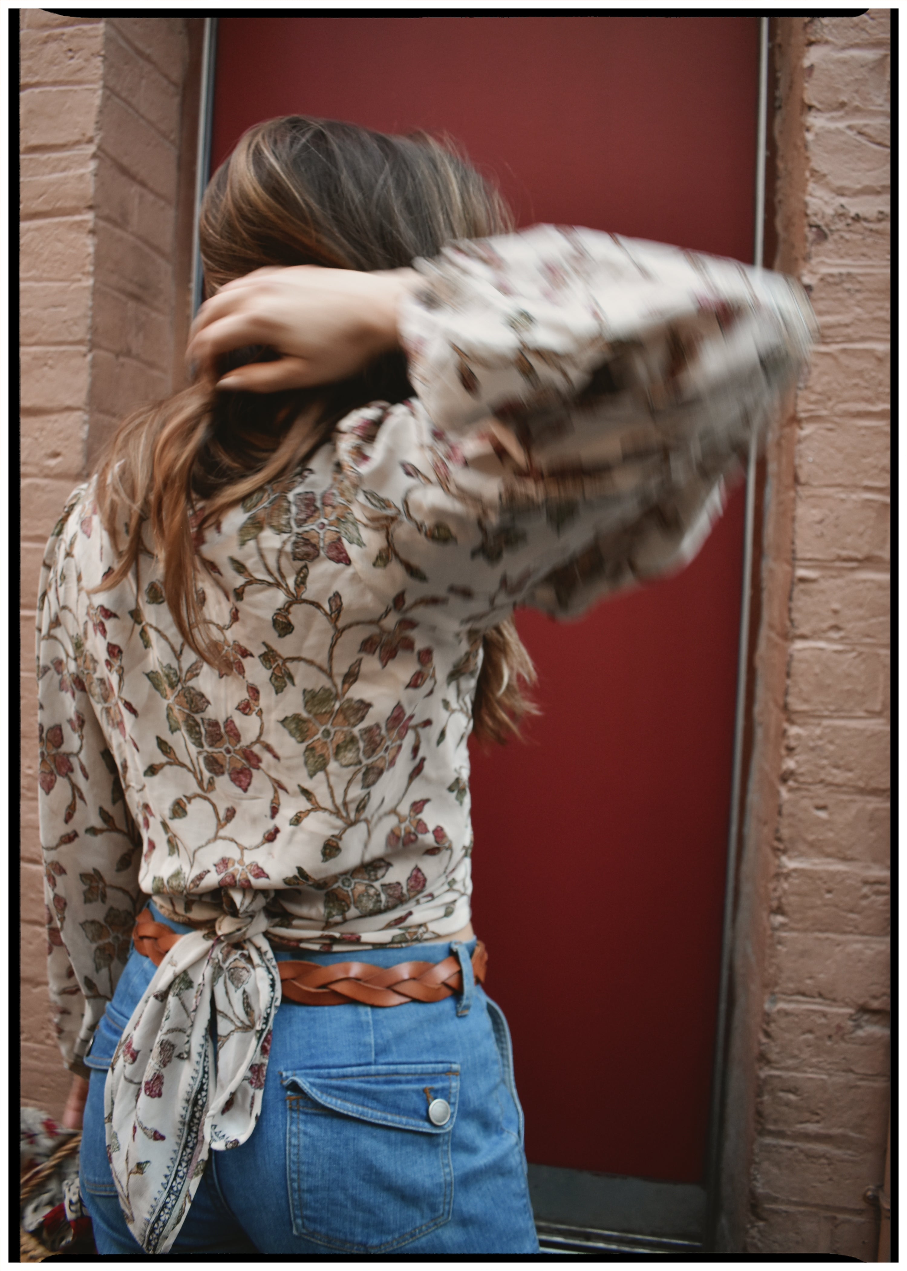 Hoya Silk Crepe Balloon Sleeve Wrap Top ~ Oyster S