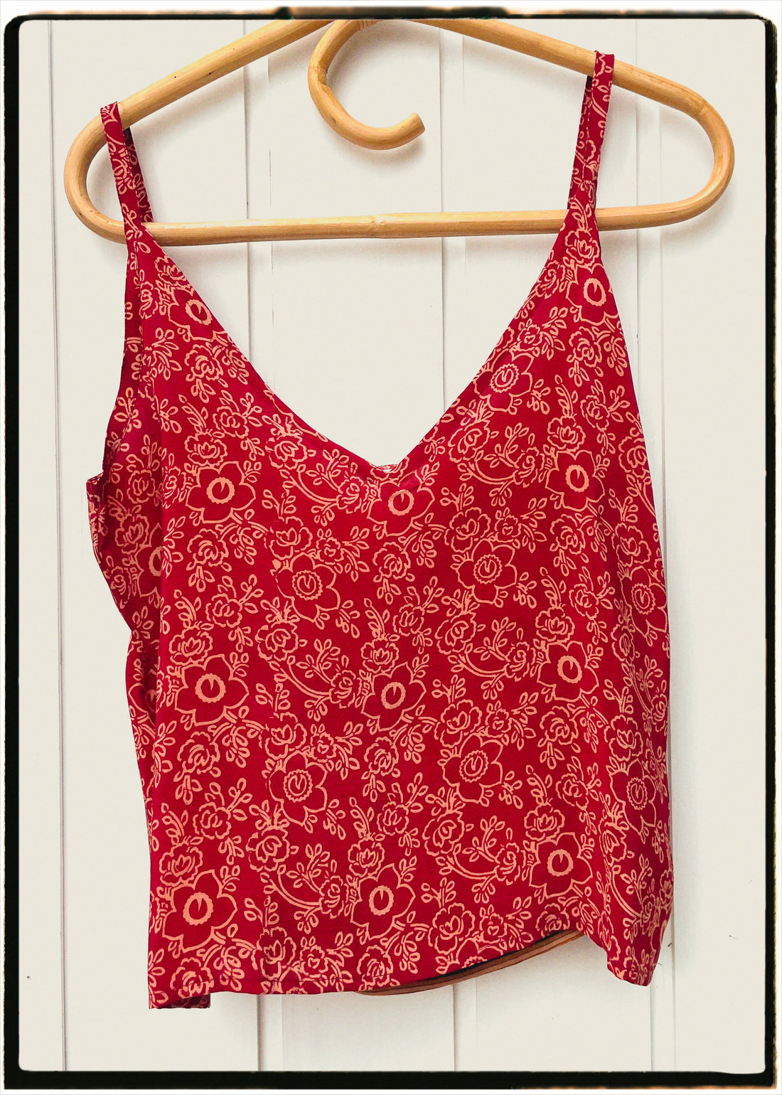 Reseda Silk Crepe Camisole Top ~ Rouge M