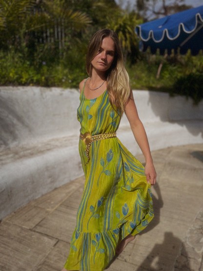 Eustoma Silk Crepe Swing Maxi Dress ~ Spindle S