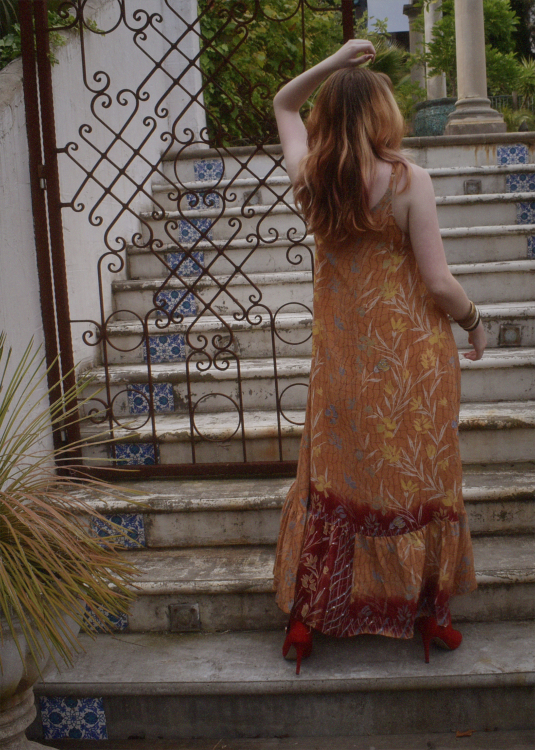 Eustoma Silk Crepe Swing Maxi Dress ~ Tender S