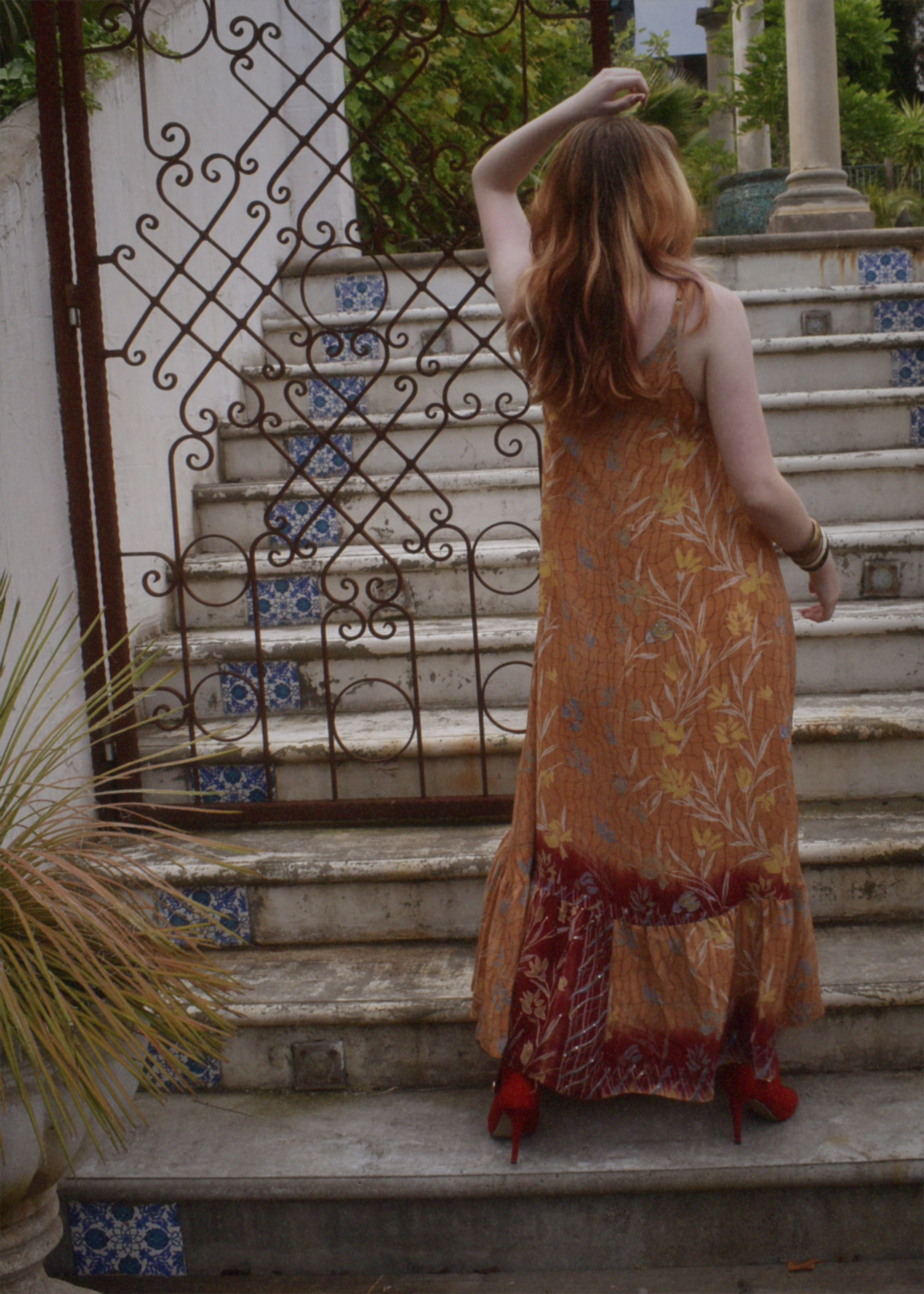 Eustoma Silk Crepe Swing Maxi Dress ~ Tender S