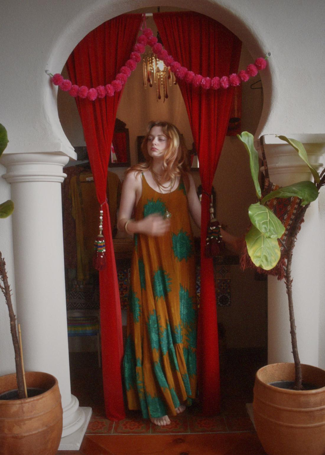 Eustoma Silk Crepe Swing Maxi Dress ~ Tawny M