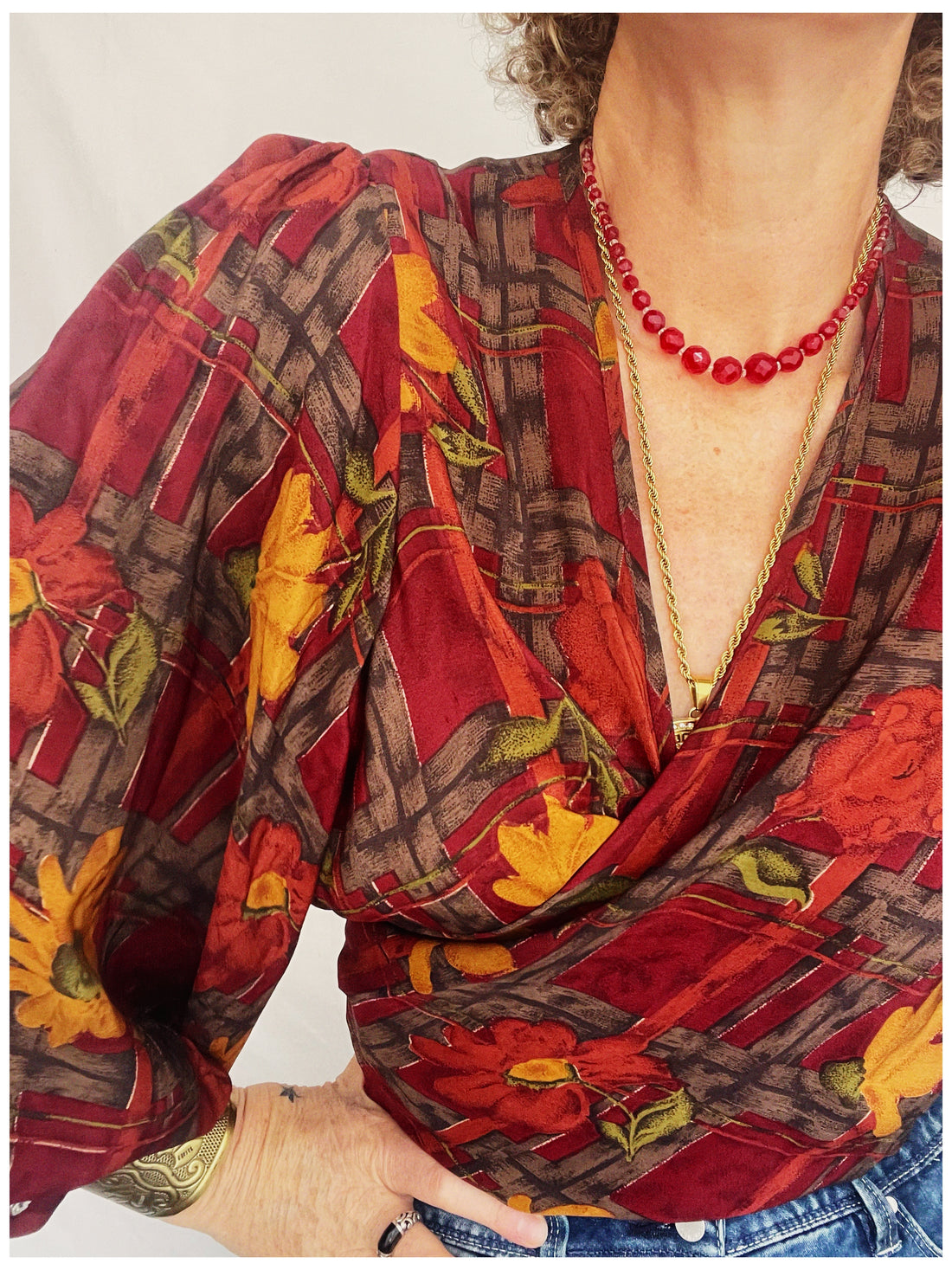 Hoya Silk Crepe Balloon Sleeve Wrap Top ~ Jester XL