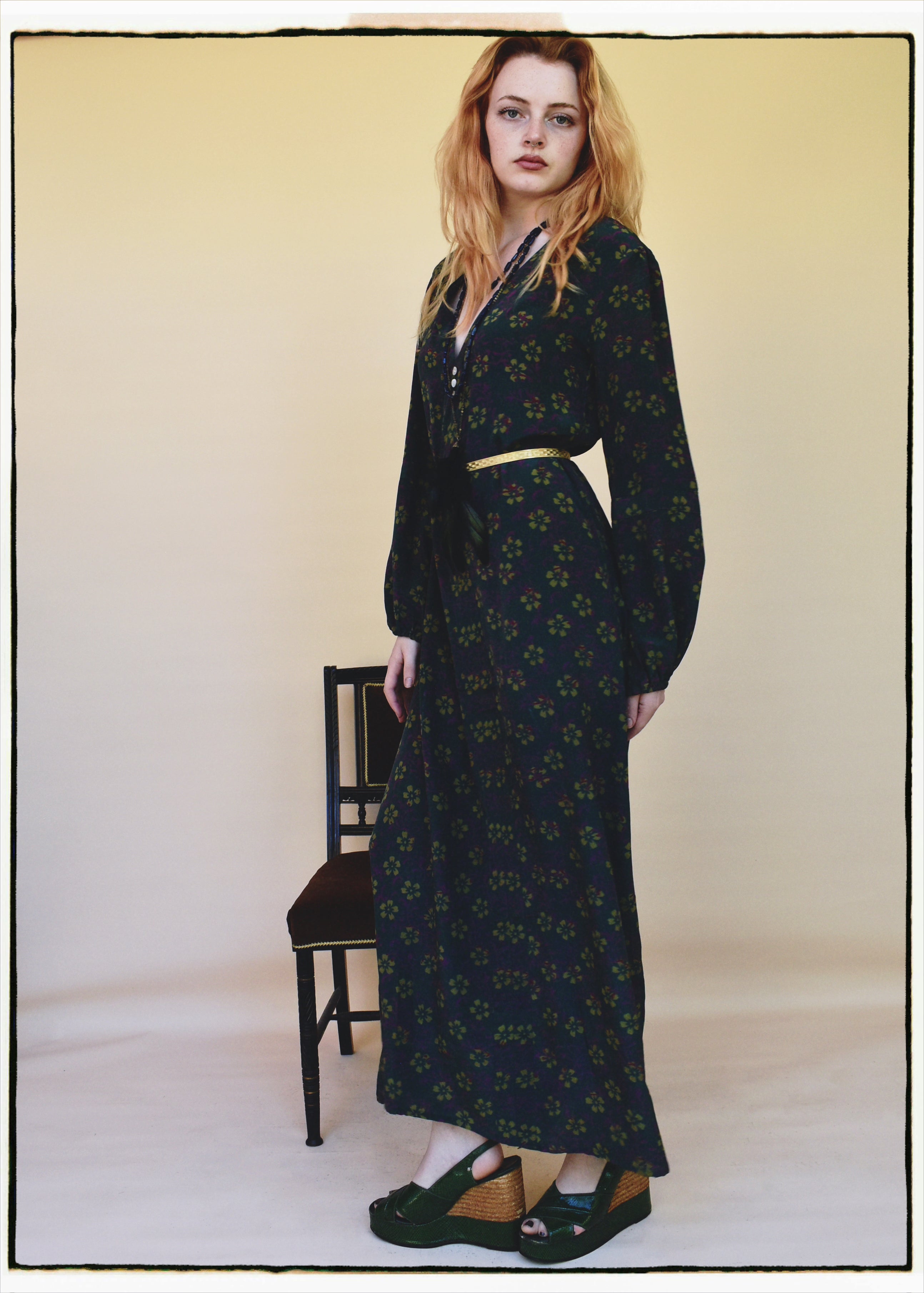 Zea Silk Crepe Kaftan Maxi Dress ~  Fjord XS