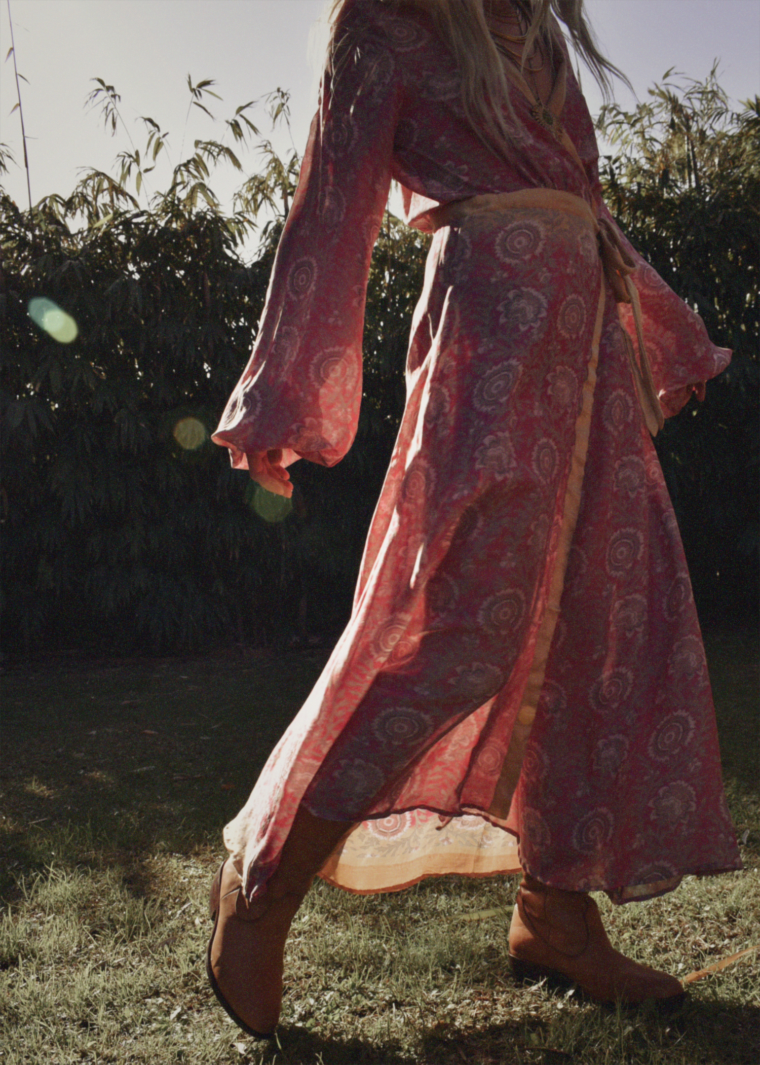 Caladium Silk Wrap Dress ~ Powder S