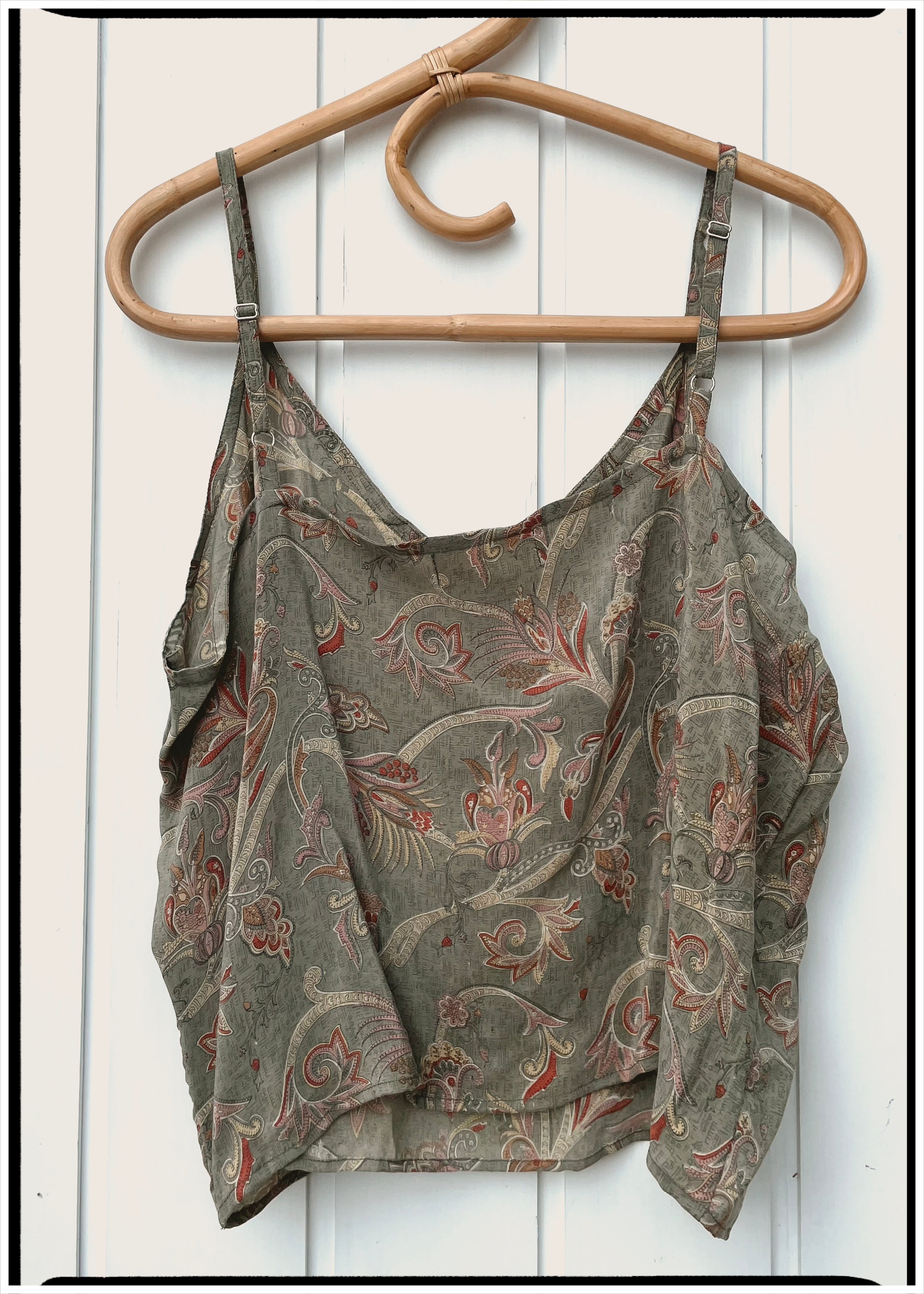Reseda Silk Crepe Camisole Top ~ Moss XL