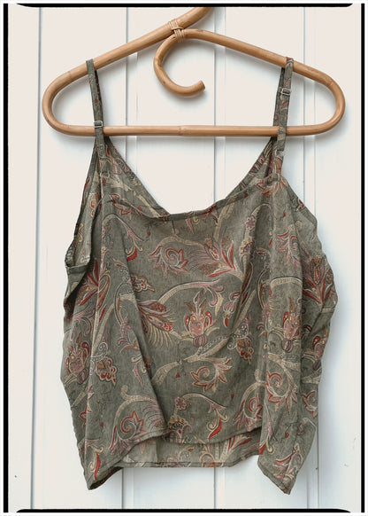 Reseda Silk Crepe Camisole Top ~ Moss XL