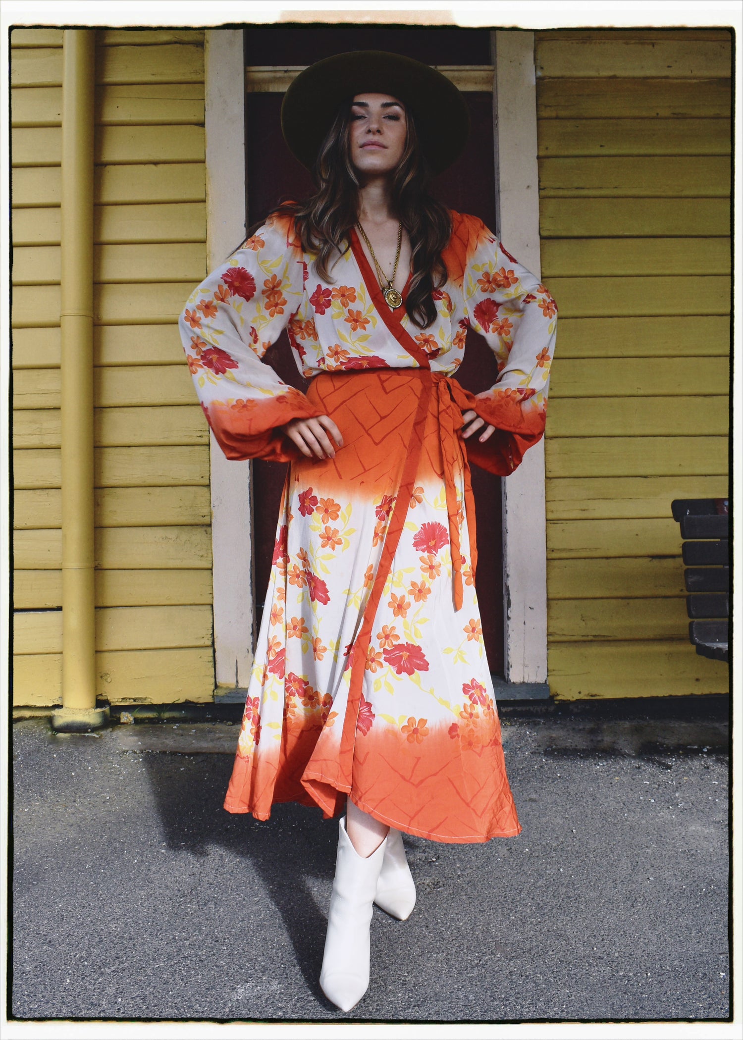 Caladium Wrap Silk Dress ~ Cardinal M