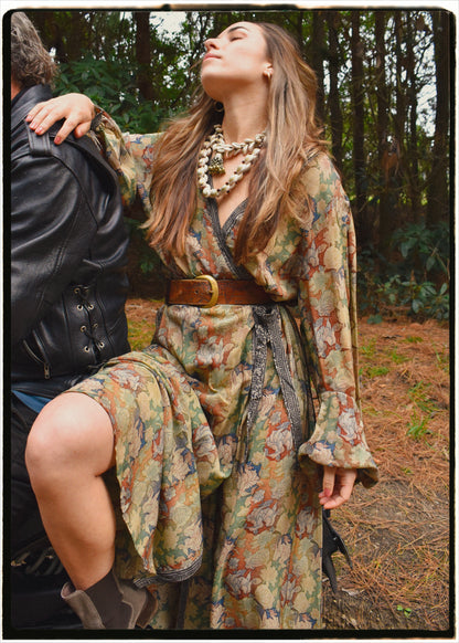 Caladium Wrap Silk Dress ~ Myristica XL