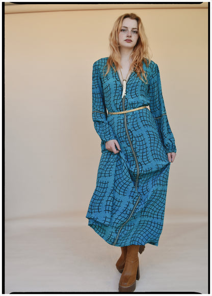 Zea Silk Crepe Kaftan Maxi Dress ~  Cendre XS