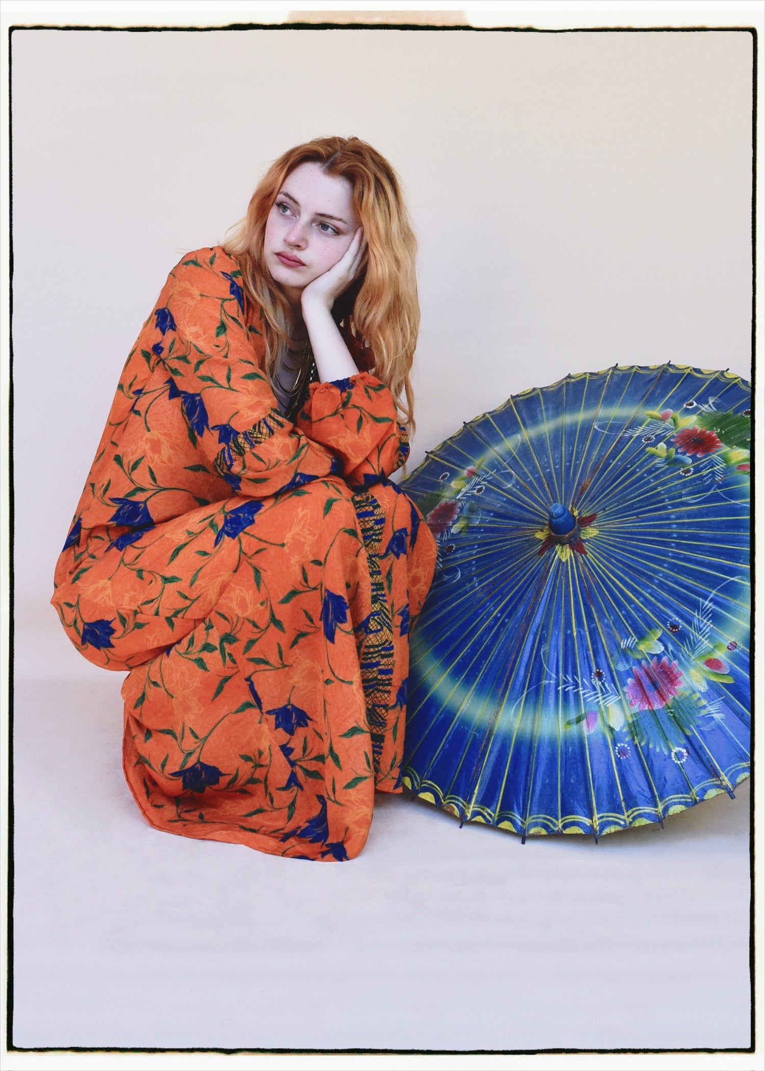 Zea Silk Crepe Kaftan Maxi Dress ~  Vermillion XS
