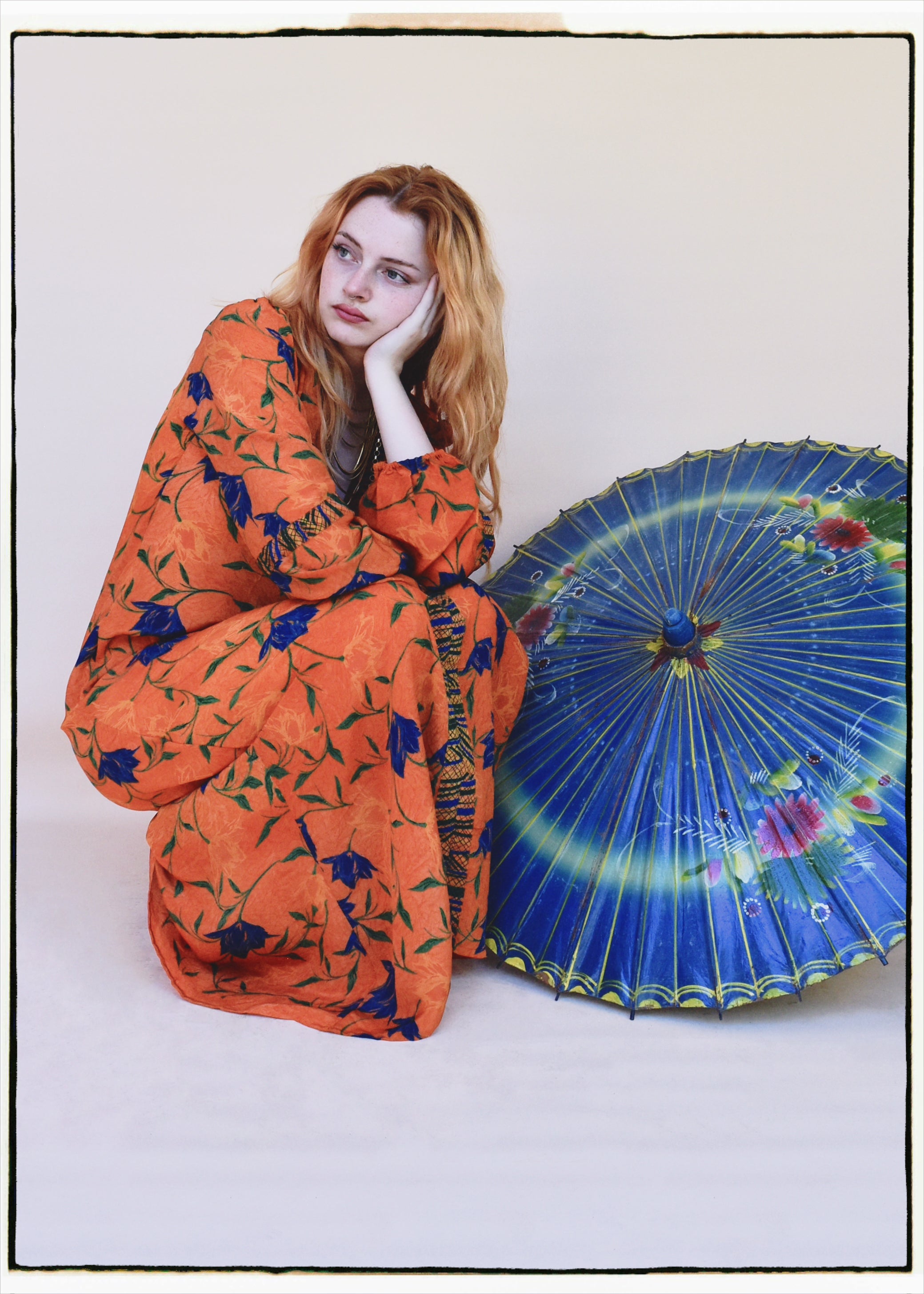 Zea Silk Crepe Kaftan Maxi Dress ~  Vermillion XS
