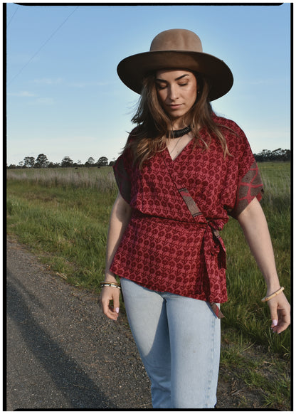 Bassia Silk Crepe Cross Tie Front Blouse ~ Georgia L
