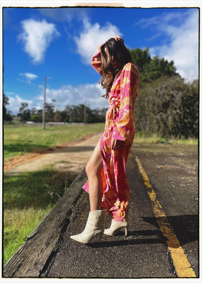 Caladium Silk Wrap Dress ~ Sun Kissed S