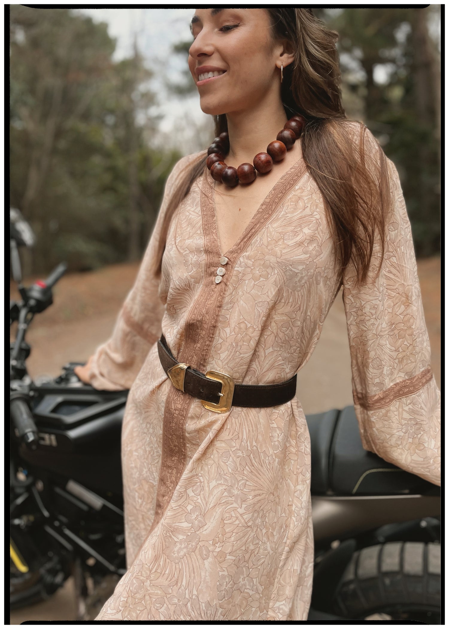 Zea Silk Crepe Kaftan Maxi Dress ~  Novelle L