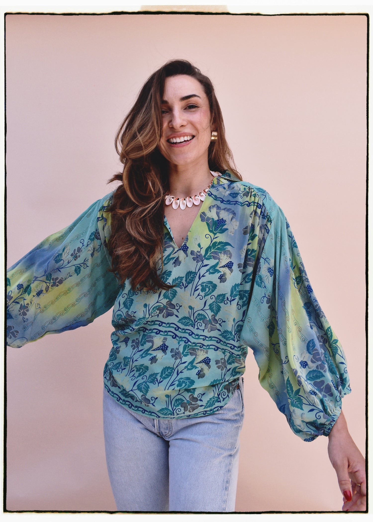 Cleome Silk Crepe Shirt ~ Barbados XL