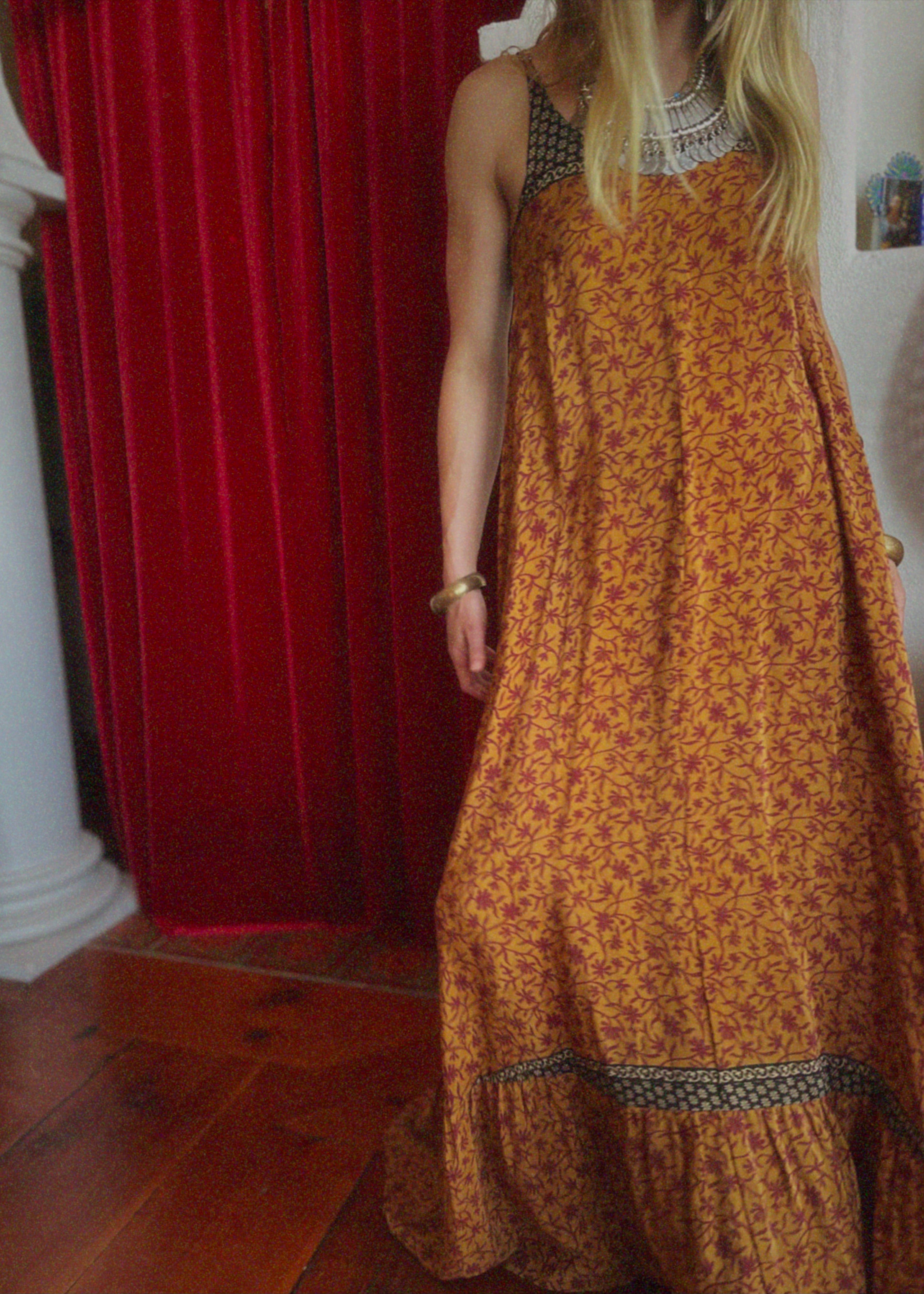 Eustoma Silk Crepe Swing Maxi Dress ~ Wren XS