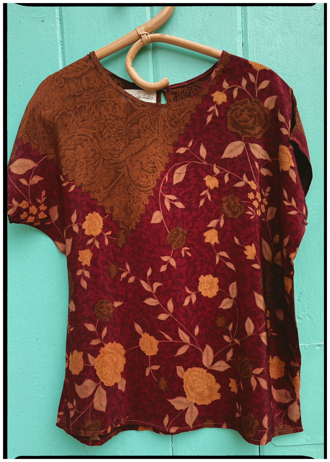 Viola Silk Crepe T-Shirt ~ Burgundy XS