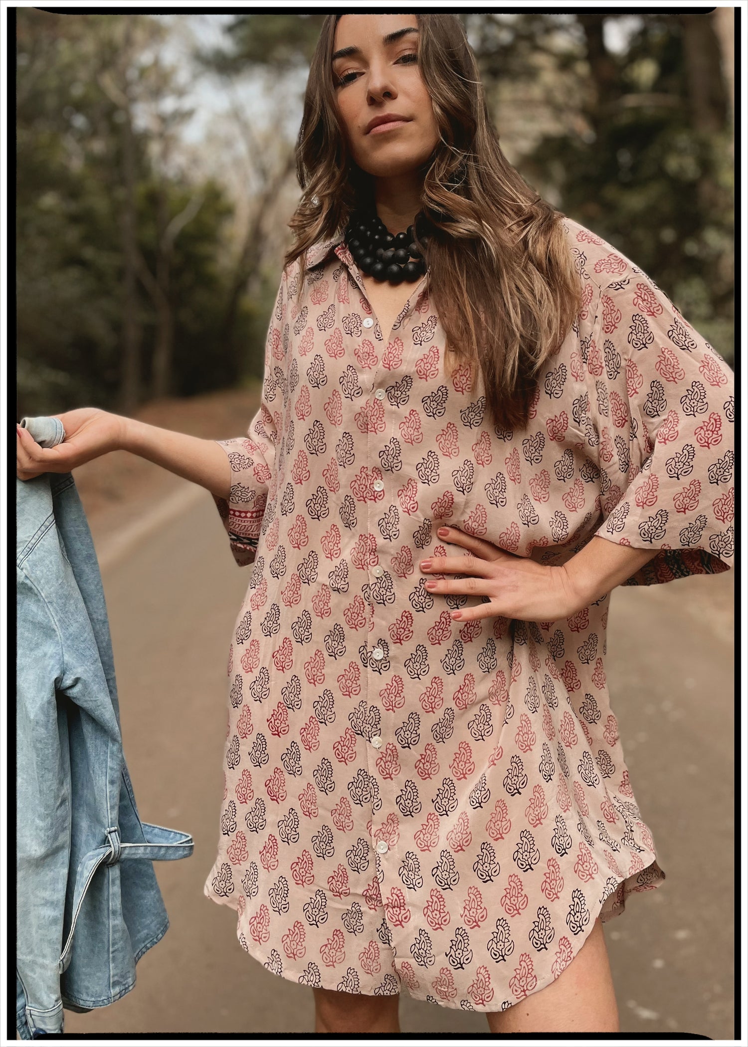 Astralagus Silk Crepe Oversized Shirt ~ Agarbatti