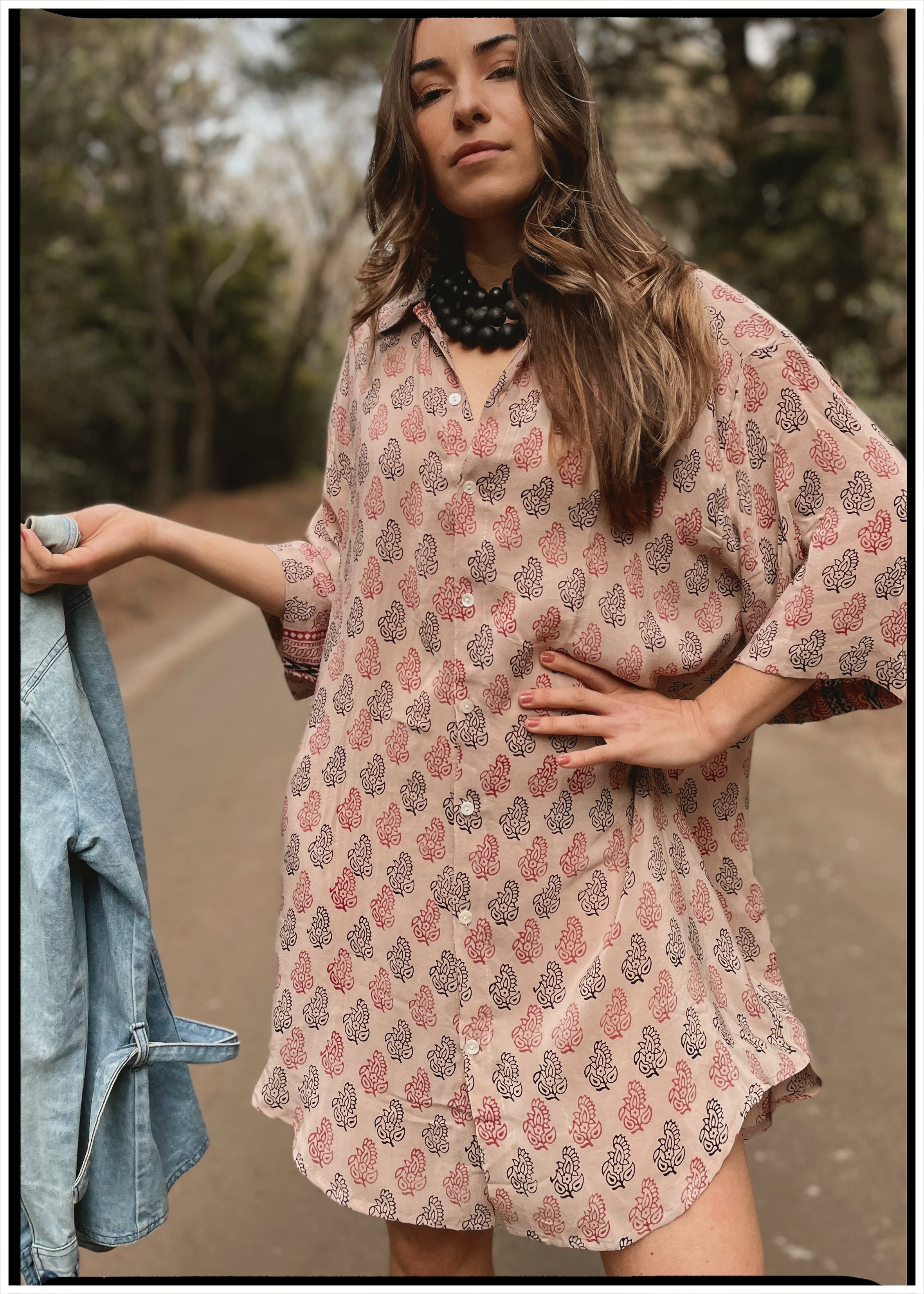 Astralagus Silk Crepe Oversized Shirt ~ Agarbatti